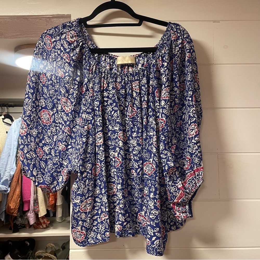Natalie Martin Blue and Pink Floral Blouse